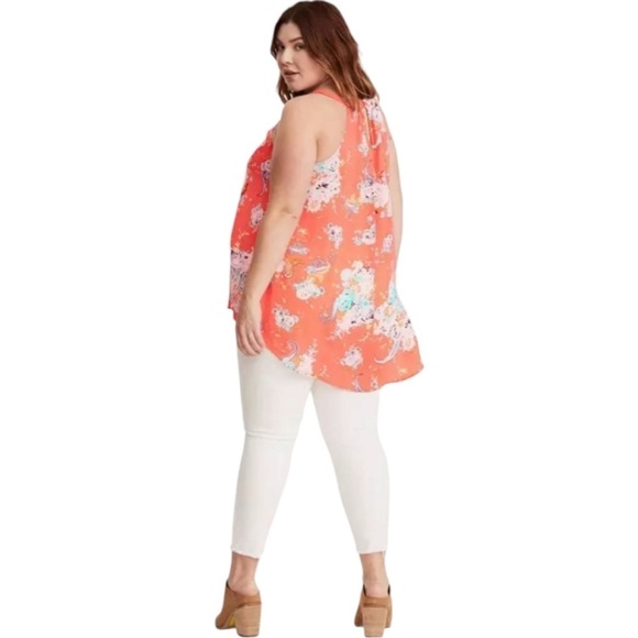 Torrid Floral Print High Neck Georgette Tank Top Size Large - Picture 3 of 8